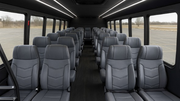 Interior of Charter Bus Company Aurora's 28 Passenger Mini bus in Aurora