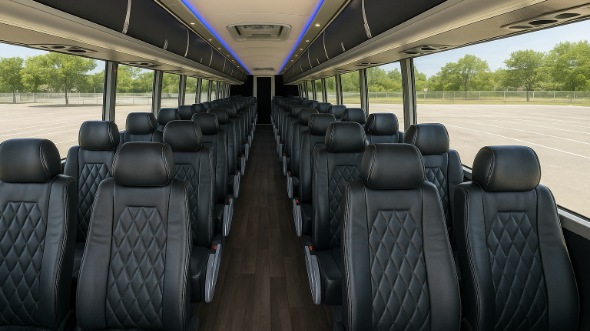 Interior of Charter Bus Company Naperville's 54 Passenger Charter Bus in Naperville