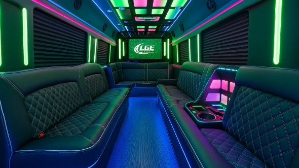 Interior of Charter Bus Company Gary's Party Bus in Gary