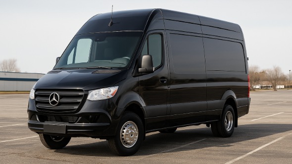 Exterior of Charter Bus Company Aurora's Sprinter Van Rental With Driver in Aurora